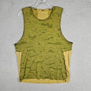 Lululemon Tank Top Mens L Green Camo Fast and Free Sleeveless Athletic Training